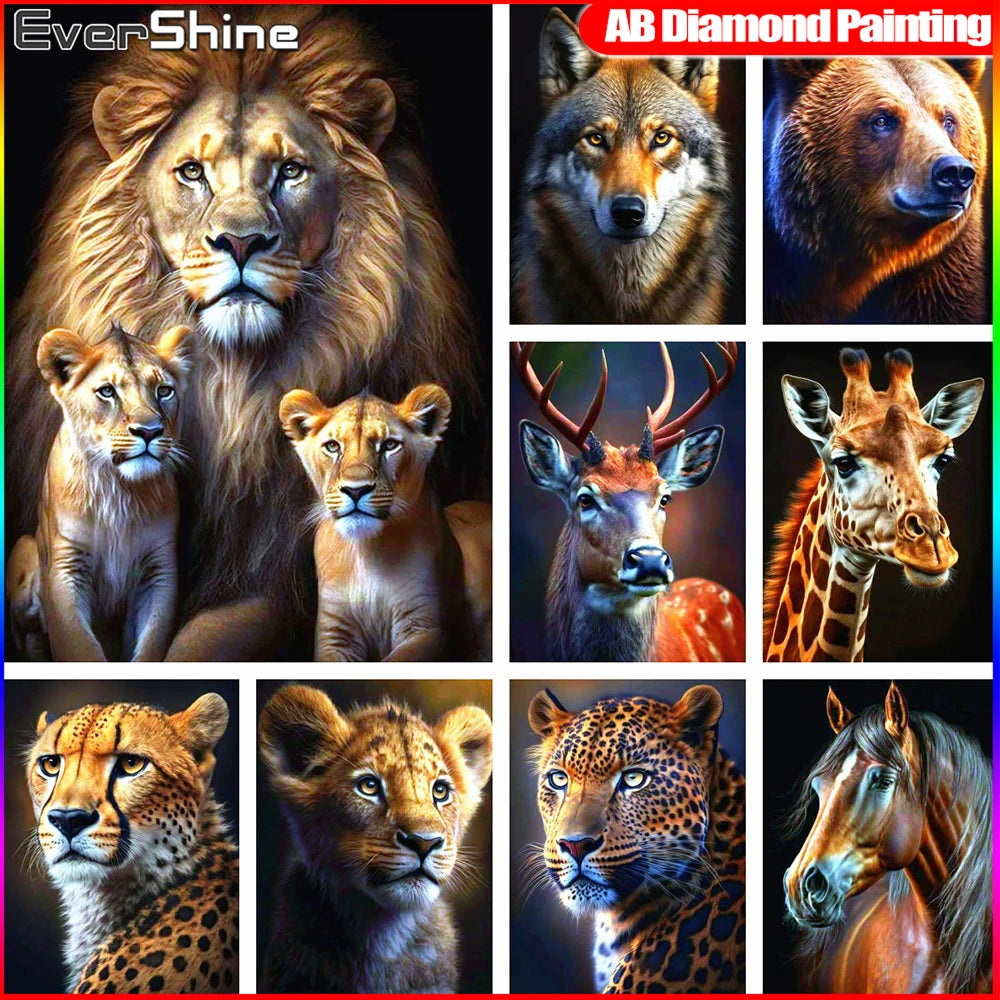 EverShine Diamond Embroidery Lion Cross Stitch AB Drill Painting Animal Full Square Mosaic Wolf Picture Rhinestones Handicraft EverShine Diamond Embroidery Lion Cross Stitch AB Drill Painting Animal Full Square Mosaic Wolf Picture Rhinestones Handicraft